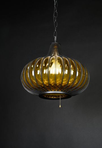 Contemporary Amber Glass Pendant