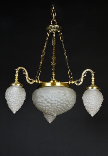 Brass & Decorative Glass Chandelier