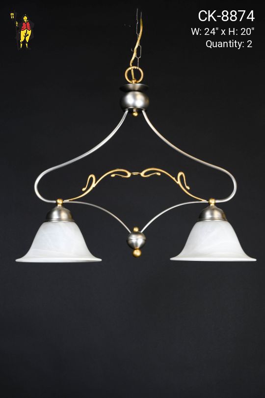Two Light Nickel Hanging Fixture