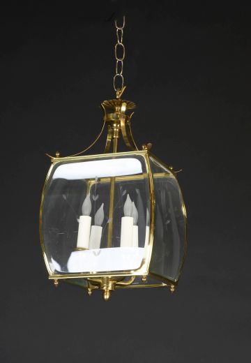 Curved Glass & Brass Hanging Lantern