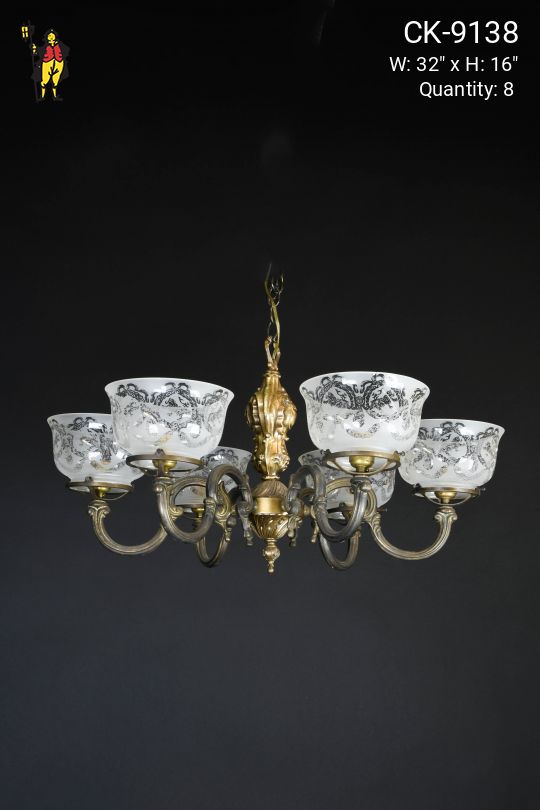 Victorian Gas Style Gothic Brass Chandelier