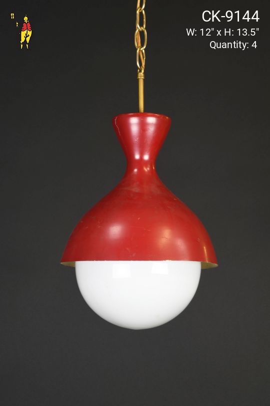 Hanging Red Reflector Fixture w/Globe