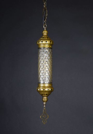 Small Pierced Brass & Glass Hanging Lantern