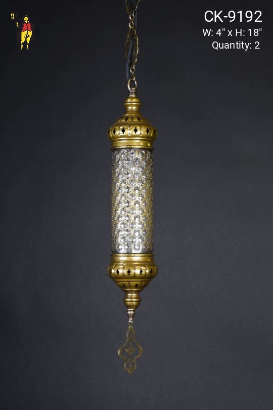 Small Pierced Brass & Glass Hanging Lantern