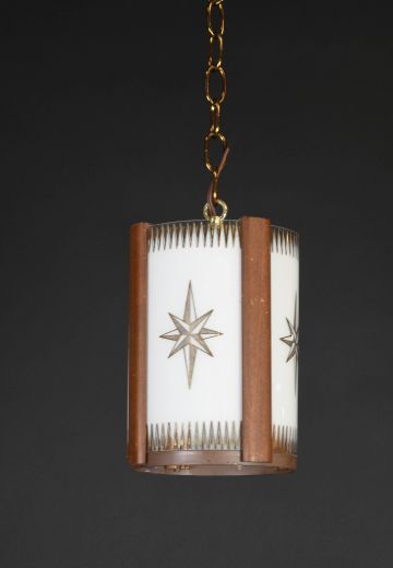 Wood & Milk Glass Lantern