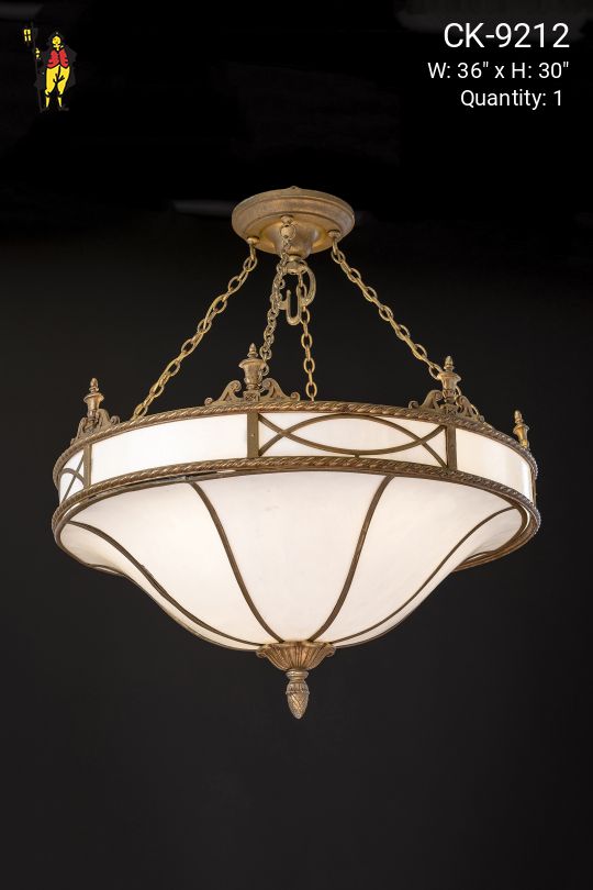Large Curved Panel Inverted Bowl Chandelier