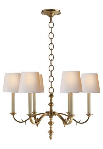 Six Candle Brass Chandelier