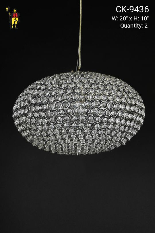 Oval Crystal & Chrome Hanging Pendant