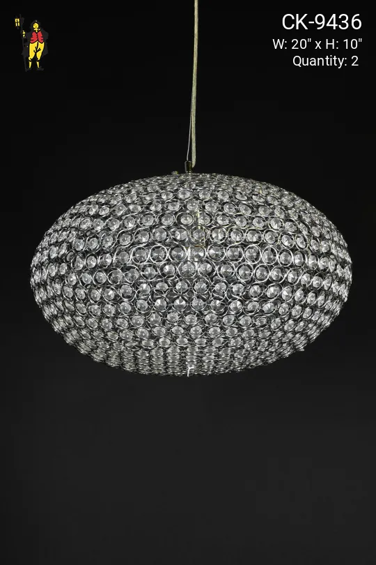 Oval Crystal & Chrome Hanging Pendant