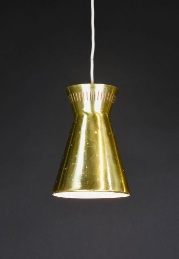 Pierced Brass Hanging Mid Century Pendant