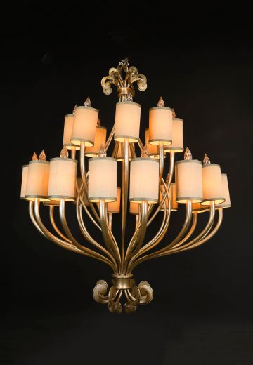Twenty Four Light Flame Tipped Shaded Chandelier