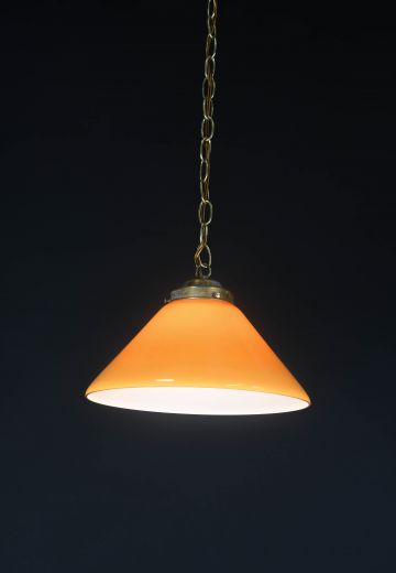 12" Amber Glass Hanging Pendant