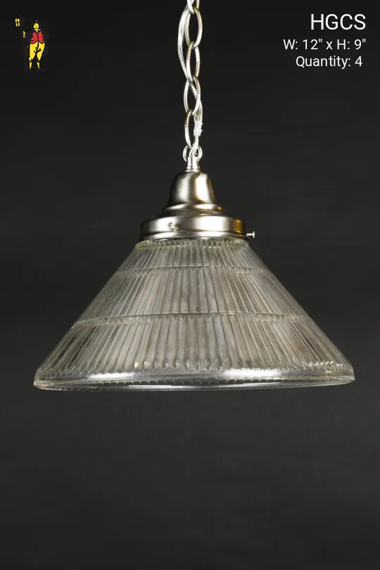 12" Halophane Glass Cone Shade Pendant