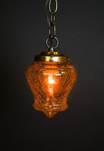 Hanging Amber Cracked Acorn Globe