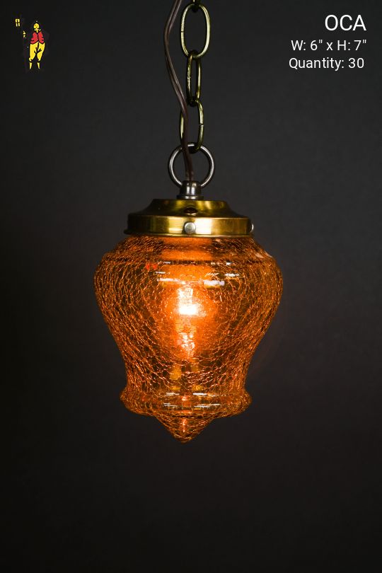Hanging Amber Cracked Acorn Globe
