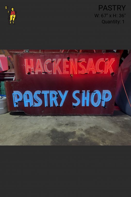"Hackensack Pastry Shop" Hanging Neon Sign