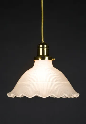 9" Halophane Glass Scallop Shade Pendant