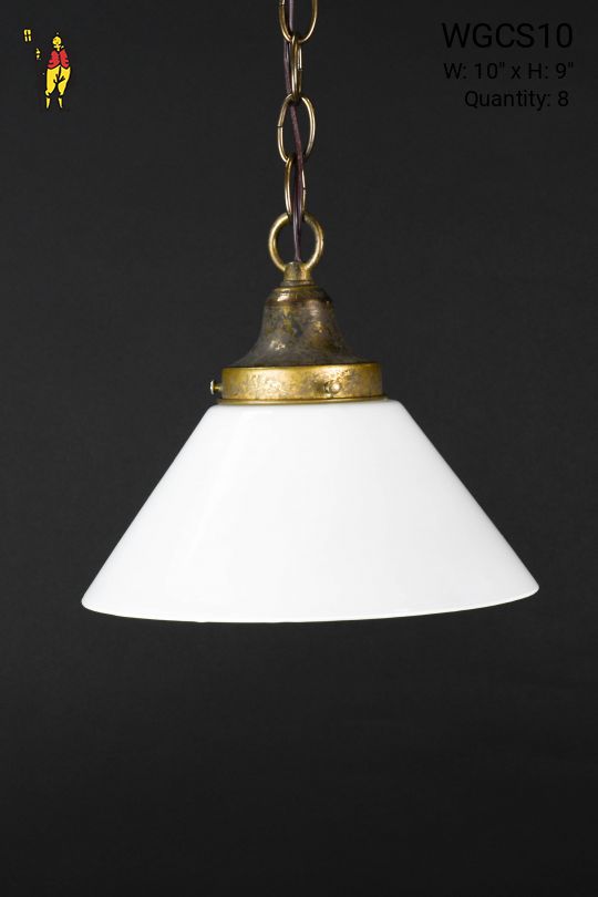 10" White Glass Cone Shade Pendant (3 1/4" Holder)