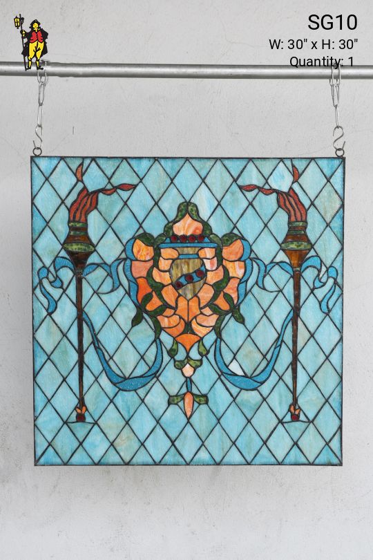 Teal & Orange Stain Glass