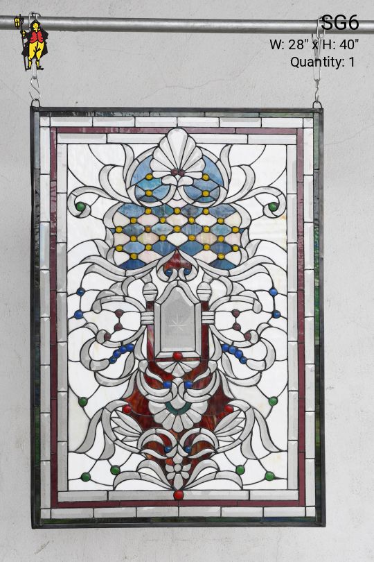 Blue, Red, & White Stain Glass