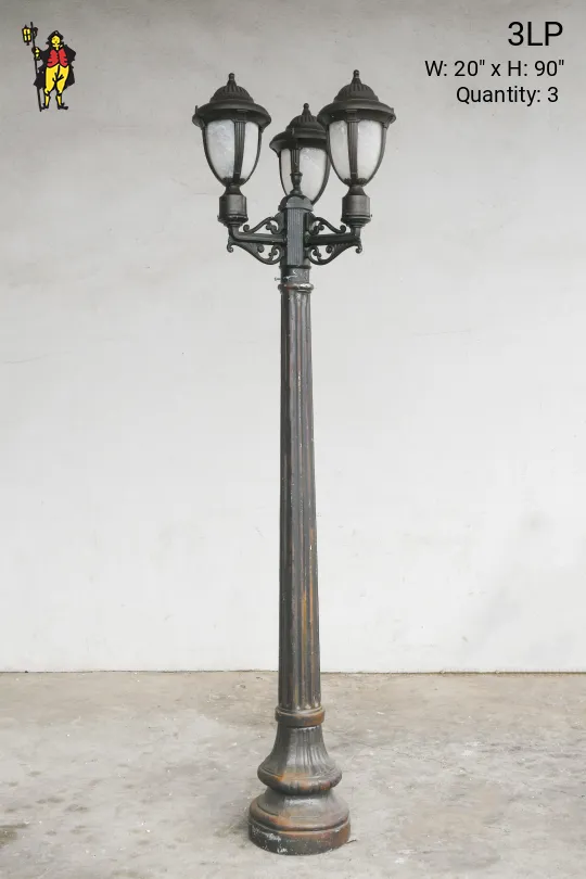 Three Head Park Style Lamp Post