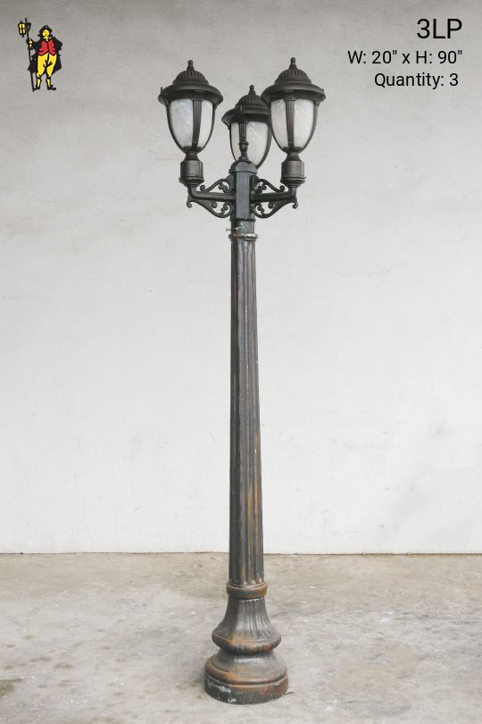 Three Head Park Style Lamp Post