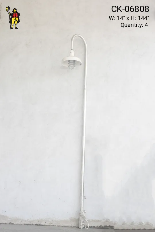 White Curved Arm Lamp Post