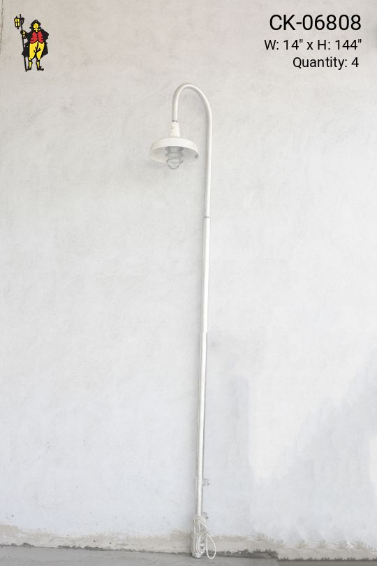 White Curved Arm Lamp Post