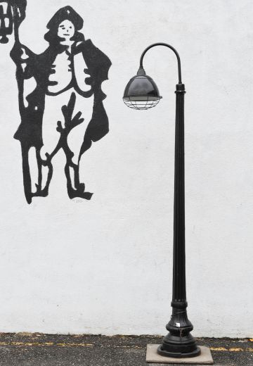 Curved Arm Caged Reflector Lamp Post