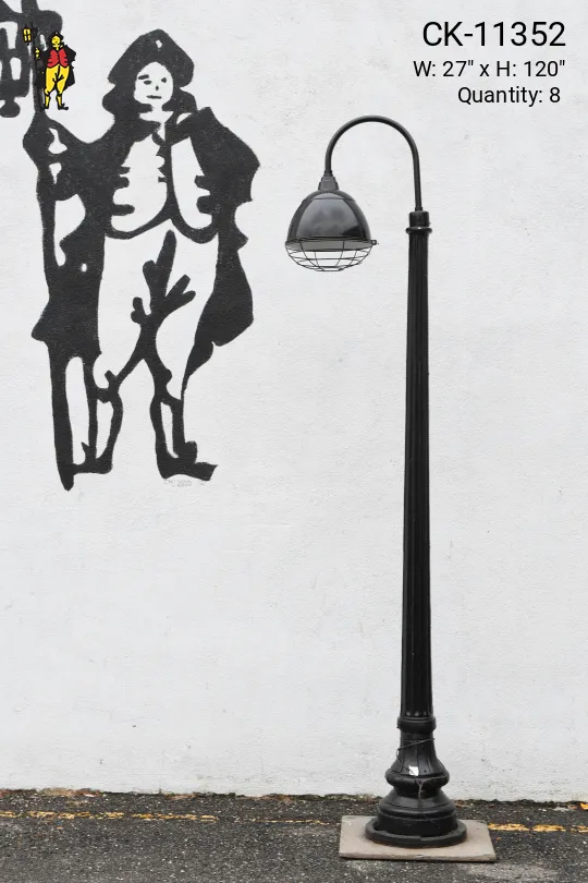Curved Arm Caged Reflector Lamp Post