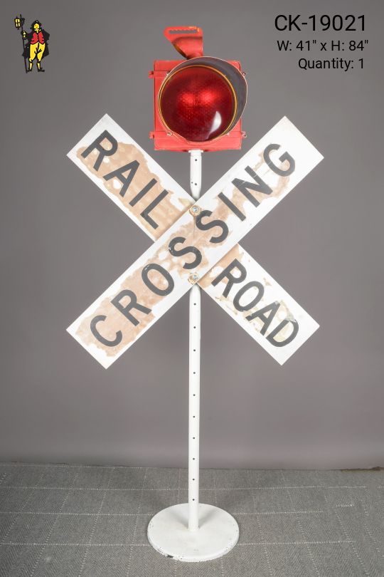 Red & White Metal "Railroad Crossing" Sign