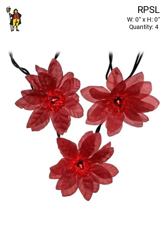 25' Red Poinsettia String Light (Indoor Only)