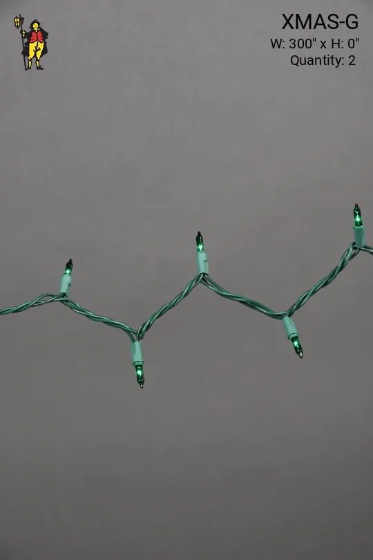 25' Green Strand Green Xmas Lights