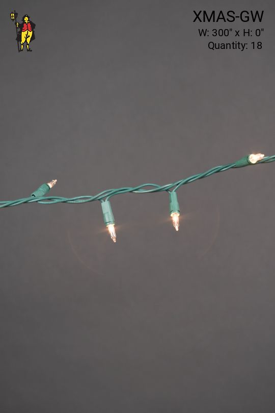 25' Green Strand White Light Xmas Lights