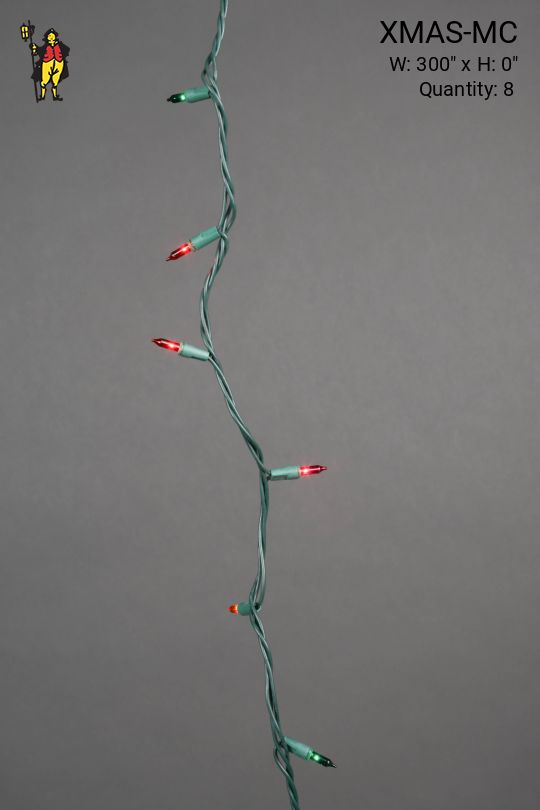 25' Green Strand Multicolor Xmas String Lights