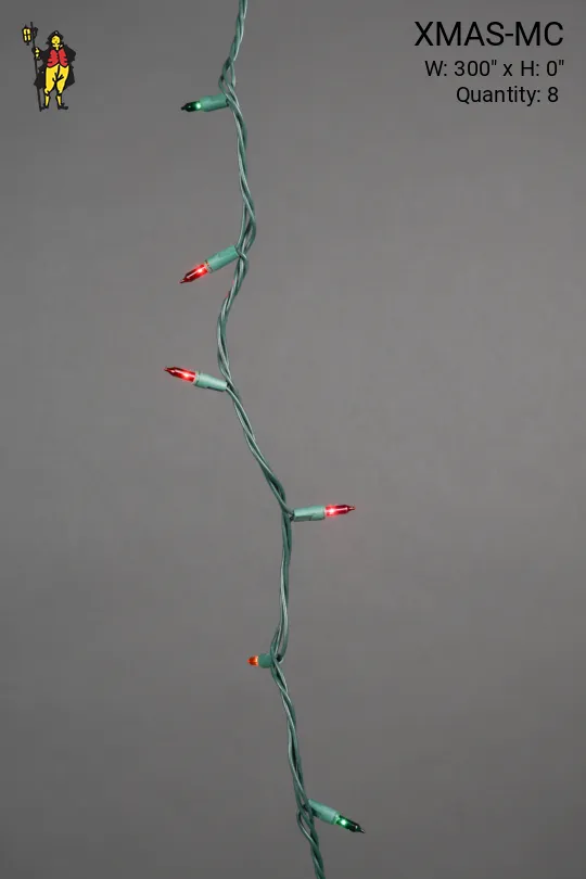 25' Green Strand Multicolor Xmas String Lights