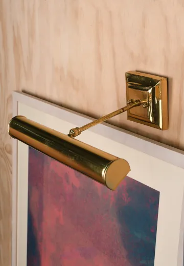 Fourteen Inch Polished Brass Wall Mounted Picture Light