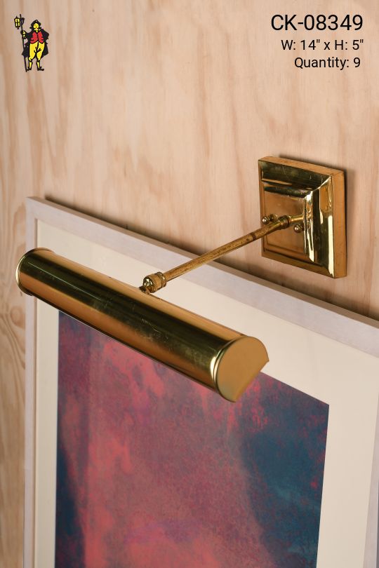 Fourteen Inch Polished Brass Wall Mounted Picture Light