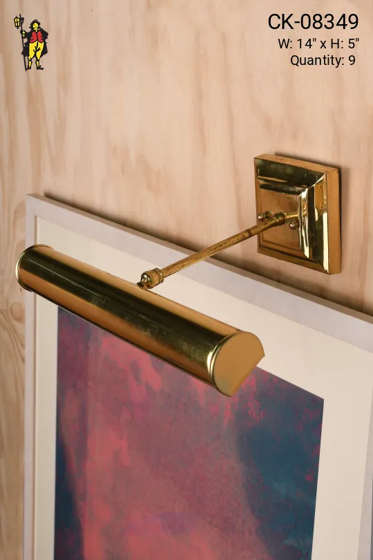 Fourteen Inch Polished Brass Wall Mounted Picture Light