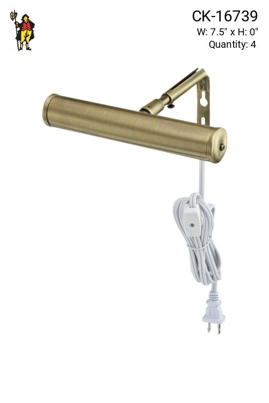 7.5" Brass Picture Light w/Circular Backplate