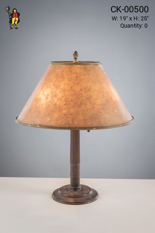 Bronze Table Lamp w/Amber Mica Lampshade