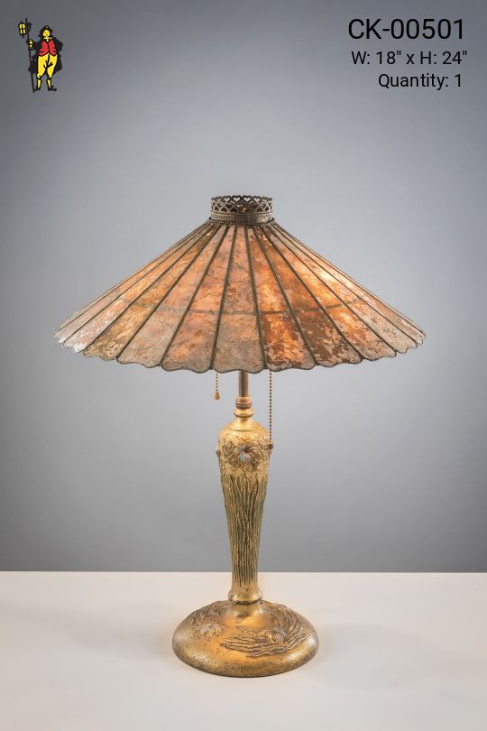 Antique Brass Table Lamp w/Mica Shade