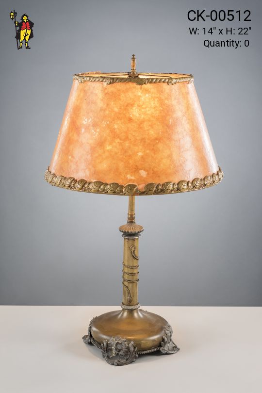 Bronze Table Lamp w/Amber Mica Lampshade