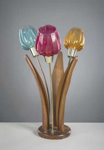 Multicolored Mid-Century Table Lamp