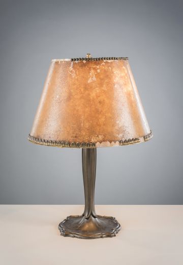 Bronze Table Lamp w/Amber Mica Lampshade