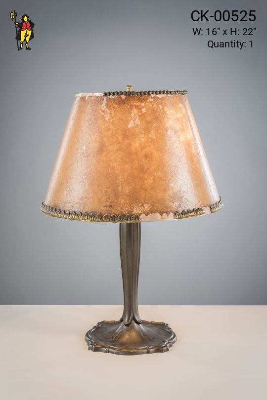 Bronze Table Lamp w/Amber Mica Lampshade