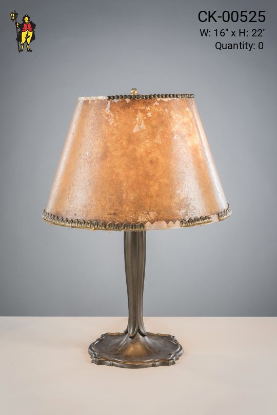 Bronze Table Lamp w/Amber Mica Lampshade