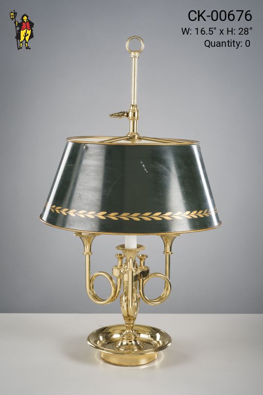 Three Candle Bouliette Table Lamp w/Black Shade
