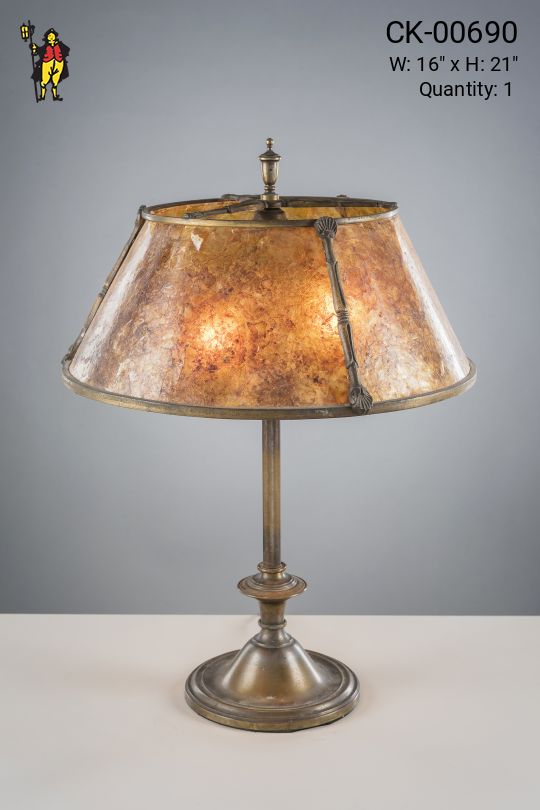 Bronze Table Lamp w/Amber Mica Lampshade