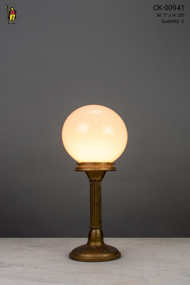 Antique brass lamp with glass globe hot sale